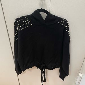 Zara hooded sweater with pearl and stud embellishments